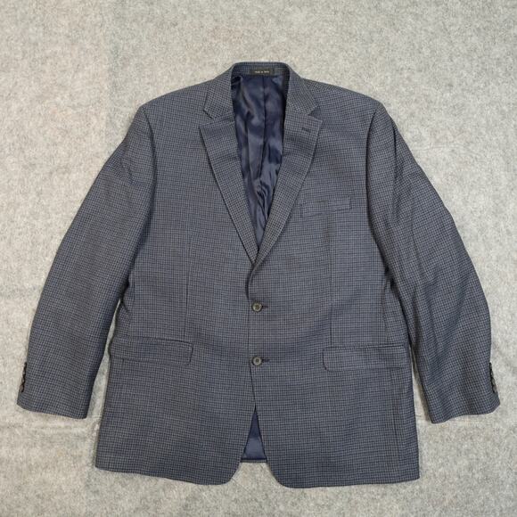 Ralph Lauren Blazer Mens 48L Blue 2 Button Silk Wool Sport Coat Jacket Checked - Picture 1 of 14